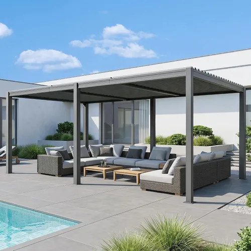 Vista 12 de Domi Pergola Screen All Aluminum, sombra de privacidad, 1 paquete, marrón