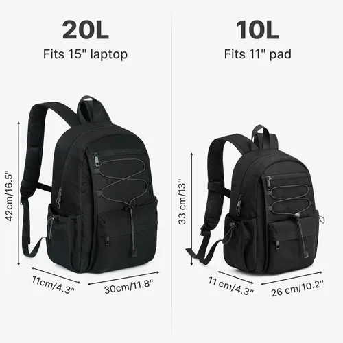 Vista 3 de G4Free Mochila pequeña de 20L para mujer y hombre Negro