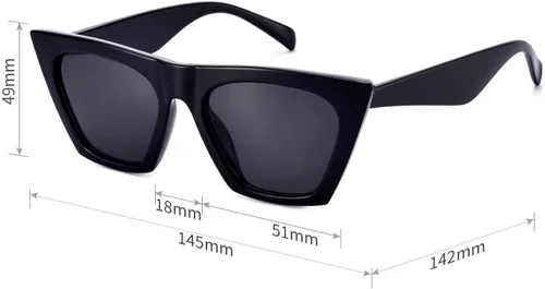 Vista 5 de mosanana Gafas de sol cuadradas con diseño de ojo de gato para mujer, modelo de estilo moderno-SHINE