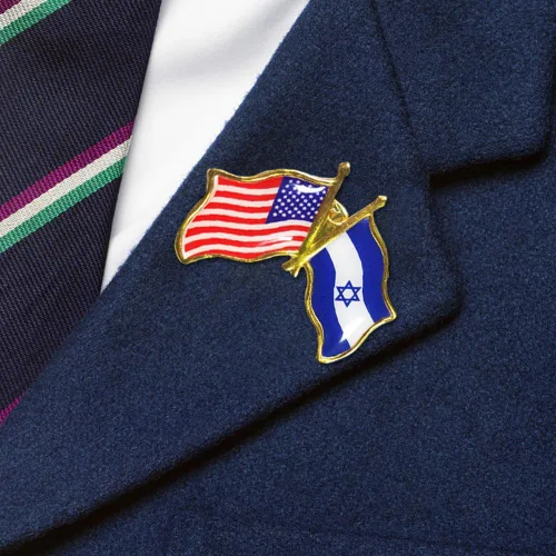 Vista 5 de Alfileres de bandera de la amistad de Israel estadounidense a granel, 1.5 pulgadas, de metal, patrióticos, de Estados Unidos, Israel, insignia