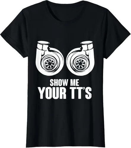 Vista 31 de Funny Show Me Your TT's Twin Turbo Car Racing Camiseta, Negro, S