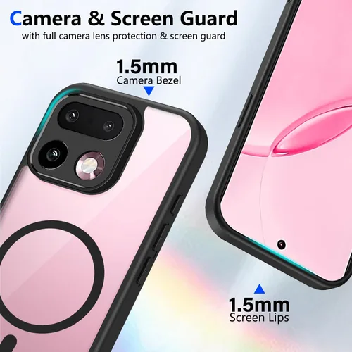 Vista 105 de Funda magnética transparente compatible con Xiaomi 17T, color negro 2 en 1 PC + TPU cubierta de teléfono a prueba de golpes, carcasa protectora
