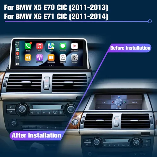 Vista 2 de Estéreo para E70 E71: 64G Estéreo de coche con Bluetooth Apple Carplay para BMW E70 E71 CIC 2011-2013, 10.25 "Pantalla táctil del mercado