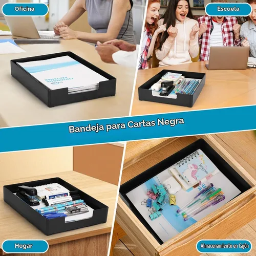 Vista 6 de Bandeja de cartas, bandeja organizadora de escritorio, bandeja organizadora de papel de plástico A4 para escritorio, bandeja de entrada rectangular
