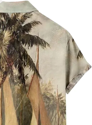 Vista 5 de WRITKC Tropical Shirts Button Down Holiday Casual Hawaiian Short Sleeve Men Loose Beach Shirts