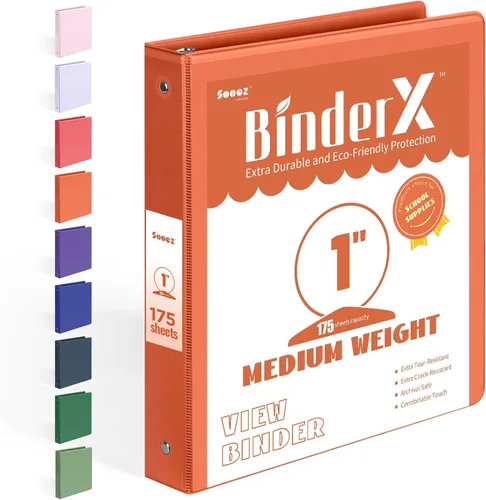 Vista 27 de BinderX - Carpeta de 3 anillos redondos extraduradera de 1 pulgada, se adapta a 175 hojas de papel de 8.5 x 11 pulgadas, cubierta personalizable