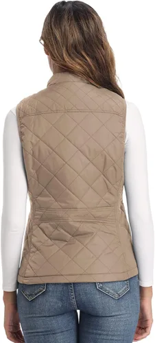 Vista 5 de Chaleco para exteriores de mujer, chaleco acolchado ligero con cremallera y cuello alto.
