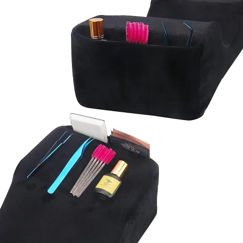 Vista 4 de Almohada de extensión de pestañas de terciopelo, almohada de cuello de espuma viscoelástica para salón de belleza para injerto de pestañas, Negro