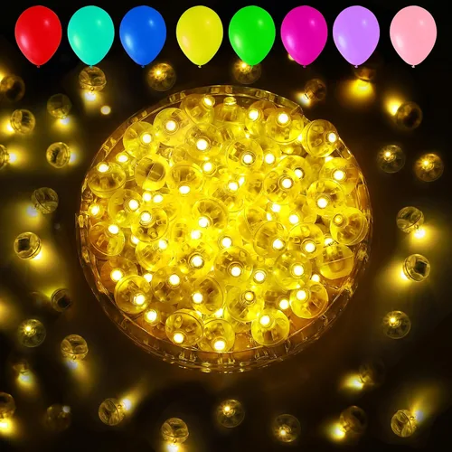 Vista 14 de Aogist - 50 mini luces de 10 colores, luz LED impermeable de largo tiempo de espera, funciona con pilas, lámpara de bola para globo, farol de papel