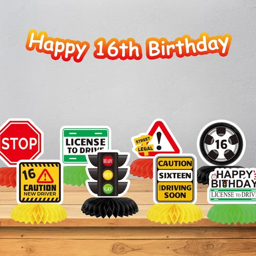 Vista 4 de 8 piezas de 16 centros de mesa de cumpleaños de nido de abeja 3D, centros de mesa 3D, decoraciones para niños, cumpleaños, 16 años, licencia