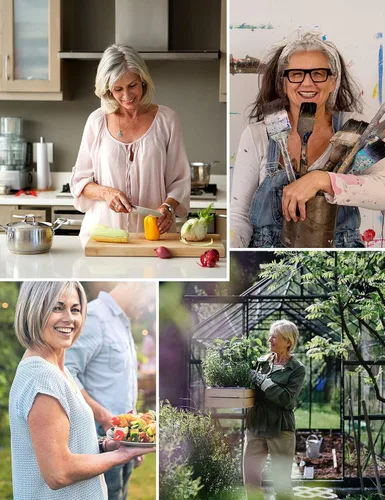 Vista 5 de Delantales grandes de talla grande para mujer con bolsillos de algodón y lino para hornear cocina