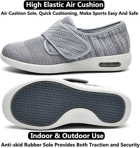 Vista 3 de Zapatos diabéticos para mujer, ancho extra ancho, malla transpirable, correa ajustable, tenis para caminar al aire libre, soporte para pies