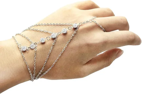 Vista 6 de Suyi Elegante pulsera de cristal para el dedo con arnés de mano