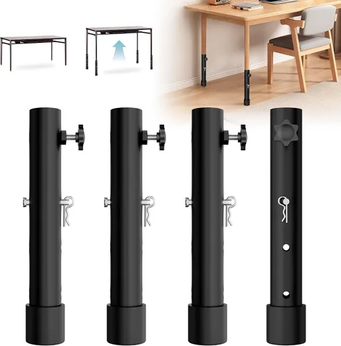 Vista 10 de ZhouDaShu Extensores de patas de mesa para mesas plegables, extensiones de patas de mesa de metal para patas dobladas y rectas, elevadores de patas