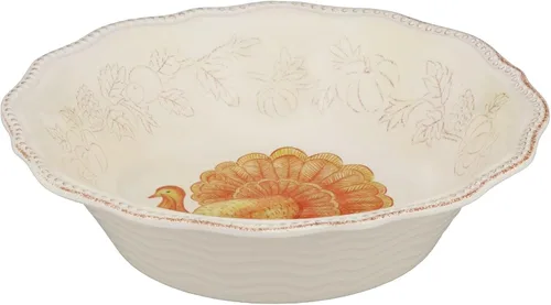 Vista 7 de UP ware - Juego de vajilla de melamina de pavo con purpurina de 16 piezas, juego de platos para exteriores, juegos de platos y cuencos, decoraciones