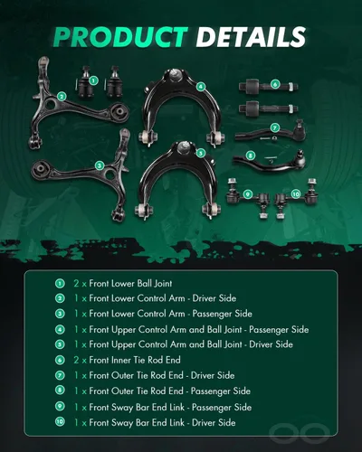 Vista 3 de Scitoo 12pcs Kit de suspensión 2 brazo de control superior y junta de bola, 2 brazo de control inferior 4 extremo de la barra de corbata, 2 juntas