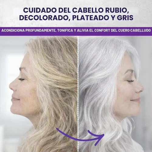Vista 3 de KESMEDIK Máscara para el cabello morado de árbol de té, fórmula plateada pura para tonos amarillos cobrizos, acondicionador profundo con árbol de té