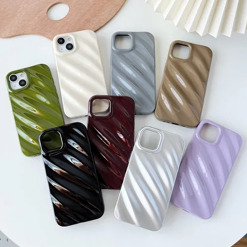 Vista 6 de Caseative Funda para iPhone 11 Pro Max, funda de teléfono con forma de onda con patrón de ondulación de agua (blanca)