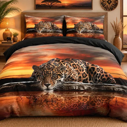 Vista 37 de Juego de funda de edredón con diseño de tigre blanco, tamaño individual, funda de edredón con estampado de animales salvajes, juego de ropa de cama