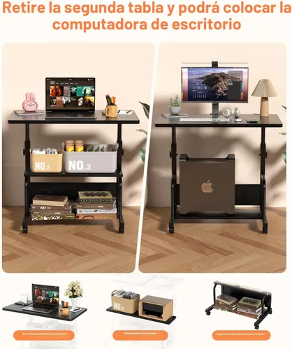 Vista 7 de QZMDSM Escritorio portátil con ruedas de altura ajustable para espacios pequeños, escritorio de computadora de 32 pulgadas, mesas de dibujo
