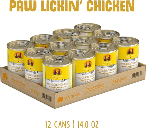 Vista 2 de Weruva Comida Clásica para Perros, Paw Lickin' Chicken con Pechuga de Pollo en Salsa, Lata de 14oz (Paquete de 12)