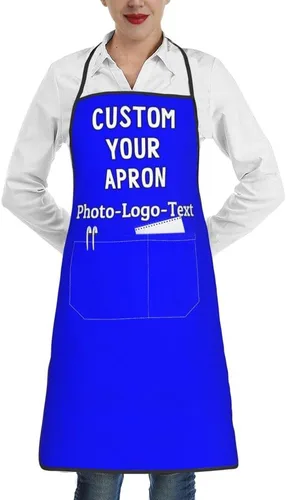 Vista 26 de Delantales personalizados para adultos, delantal personalizado con logotipo de foto, delantal impermeable con 2 bolsillos