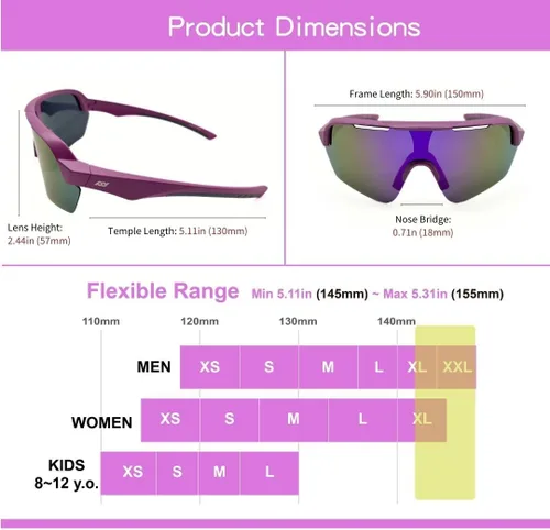 Vista 2 de XII WY escudo polarizado jóvenes niños junior deportes gafas de sol ciclismo correr golf béisbol para niños niñas