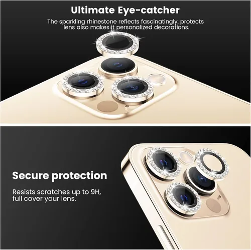 Vista 6 de Tensea Protector de lente de cámara para iPhone 13 Pro/iPhone 13 Pro Max, cubierta de protección para cámara, protector de pantalla de vidrio
