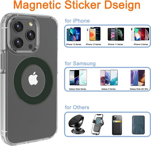 Vista 4 de COJOC 5 piezas para anillo adaptador magnético universal, adhesivo magnético compatible con accesorios de carga inalámbrica Magsafe para iPhone