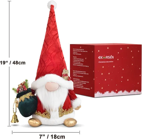 Vista 2 de Decoraciones navideñas de gnomo artesanal – Figura de Gonk nórdico de gran tamaño de 18 pulgadas, bonita decoración escandinava del enano Tomte