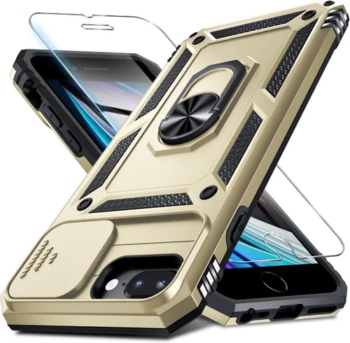Vista 120 de Janmitta Funda para iPhone 8 Plus/7 Plus/6 Plus, Cubierta de Teléfono con Cubierta Deslizante Integrada para Lente de Cámara + Protector
