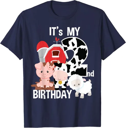 Vista 49 de Camiseta para fiesta de 2 años con texto en inglés "It's My 2nd Birthday", Negro