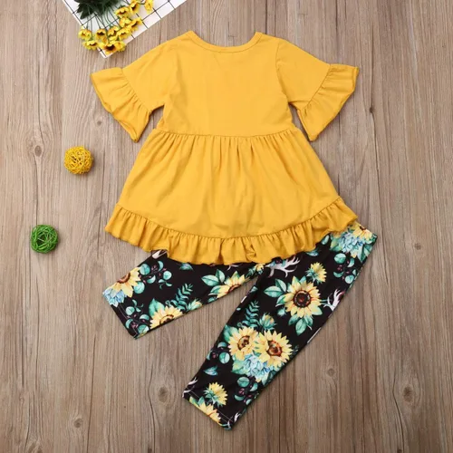 Vista 7 de Ropa de otoño para niña, de manga larga, con volantes, con estampado de leopardo, con diadema, 3 piezas de trajes de invierno