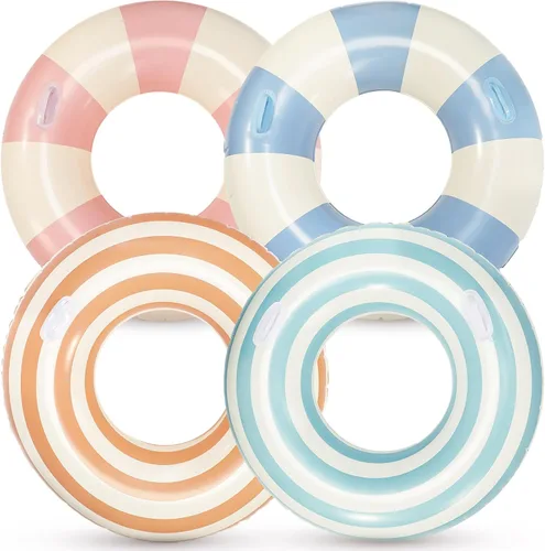 Vista 8 de Libima 4 flotadores inflables para piscina, flotadores de piscina de 30 pulgadas, anillos de natación, tubos de neumáticos hawaianos, tubos