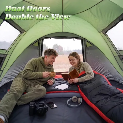 Vista 4 de Hewolf Tienda de campaña desplegable para 2/4 personas, fácil instalación instantánea, impermeable, tienda familiar automática para camping