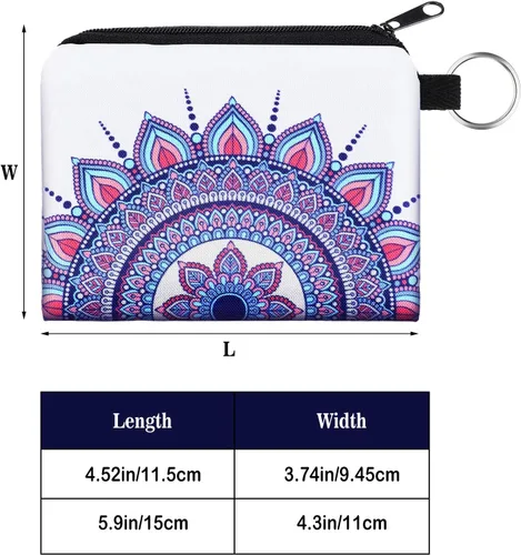 Vista 3 de Monedero pequeño de 10 piezas, estilo bohemio, con cremallera, exquisito regalo para mujeres y niñas en el día de San Valentín, Estampado De Flores