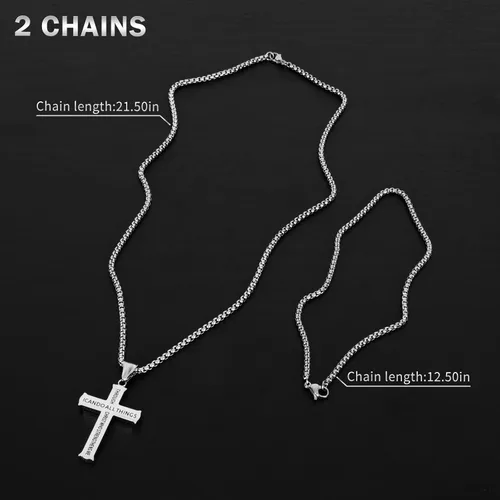 Vista 2 de LeapoFaith Colgante de cruz para espejo retrovisor de automóvil, adorno colgante de acero inoxidable, collar de cruz de oración del señor, regalo