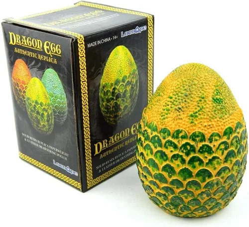 Vista 3 de Dragon Egg - Réplicas de pisapapeles de resina sólida de 4.5 pulgadas, juego de 3, rojo, verde y azul