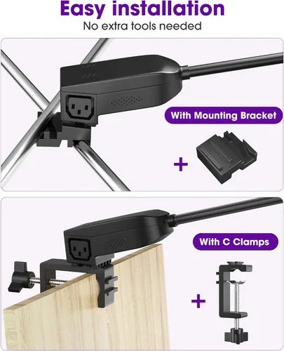 Vista 3 de HitLights Luces para ferias comerciales Pantalla LED e iluminación de brazo de exposición, luces de feria conectables incluidas abrazaderas