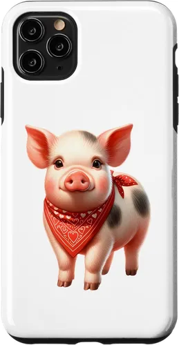 Vista 11 de iPhone 15 Cute Animal With Red Bandana - Nice Pig Lover Case