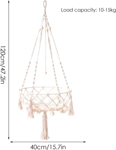 Vista 9 de Beige Breathable Boho Hanging Cat Hammock, Cat Swing Bed, Soft Indoor Hanging Bed, Cozy Pet Swing, Hammock, Relaxing Furniture