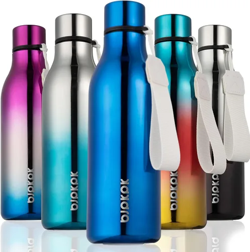 Vista 81 de BJPKPK Botellas de agua aisladas, botella de agua de metal de acero inoxidable de 12 onzas con correa, sin BPA a prueba de fugas, jarras, tazas