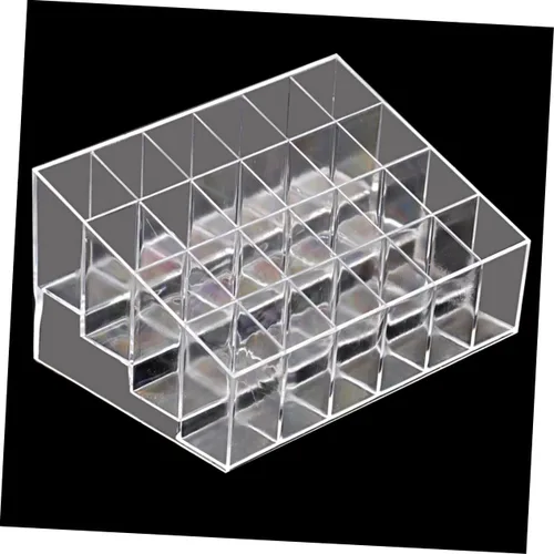 Vista 2 de Organizador de exhibición de lápiz labial, estante de almacenamiento de lápiz labial acrílico con 24 ranuras para cosméticos y maquillaje