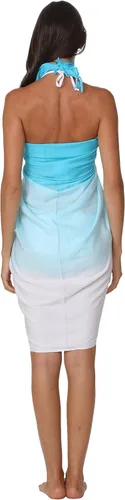 Vista 4 de INGEAR - Pareo largo de playa, envoltura para traje de baño con concha de coco incluida, color azul