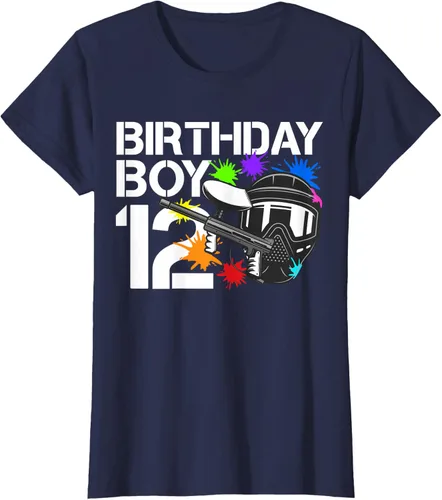 Vista 28 de 12th B-Day Paintball Birthday Party Boy 12 Year Old Funny T-Shirt, Negro