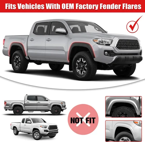 Vista 2 de Aleta de Lodo Compatible con Toyota Tacoma 2005-2015, Protectores de Salpicaduras, Protectores de Llantas (con Guardabarros), Delantero y Trasero