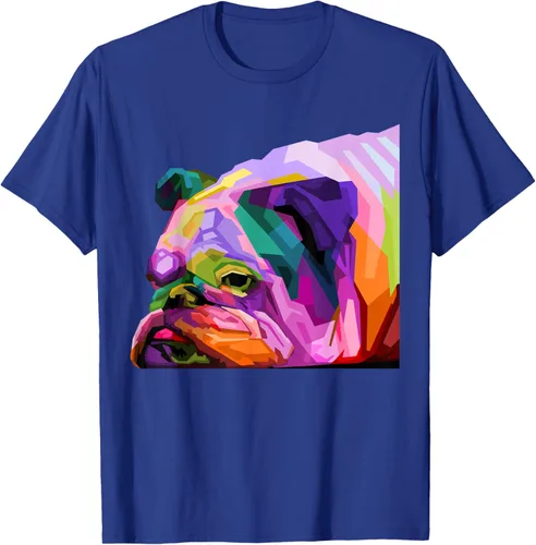 Vista 21 de Camiseta de retrato pop artístico de bulldog británico inglés para dueños de perros, Negro, S