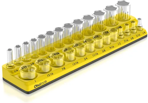 Vista 20 de Olsa Tools - Organizador magnético de llaves de vaso Con accionamiento de 1/4 pulgada Métrico Rojo Con capacidad para 26 llaves de vaso