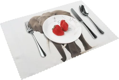 Vista 12 de Rectangular Placemats Set of 4, Heat Resistant Black Eagle Printed Kitchen Dining Table Mats
