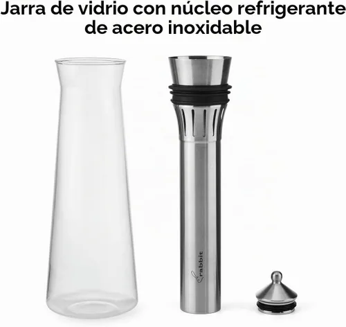 Vista 7 de Rabbit Jarra enfriadora de vino de vidrio enfría y airea vino 25.4 fl oz de capacidad